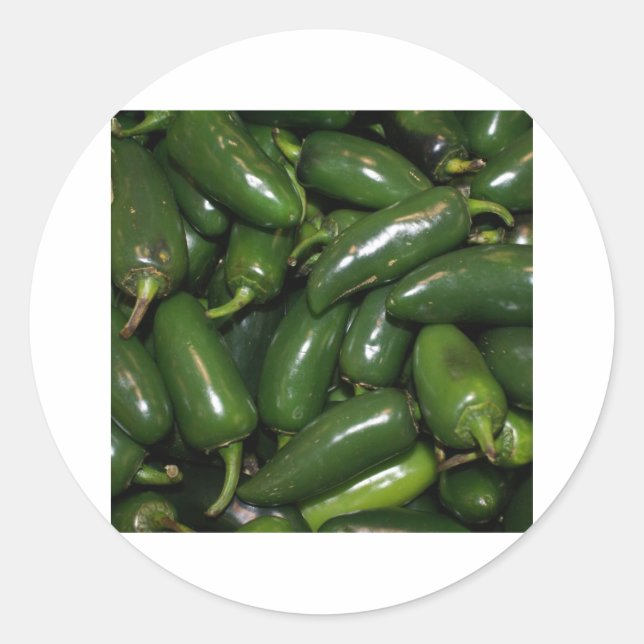 Flamin' Hot Green Jalepeno Peppers Art Classic Round Sticker (Front)