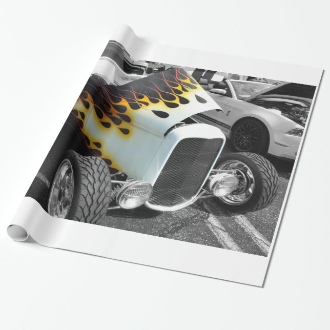 Flamin' Hot Rod Wrapping Paper (Unrolled)
