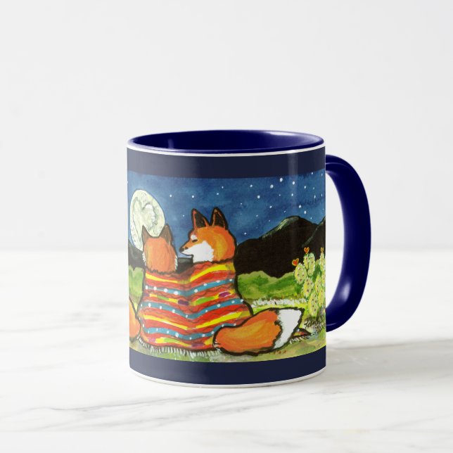 "Flamin' Love" Red Foxes Fox Romantic Designer Mug (Front Right)