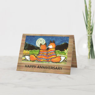 "Flamin' Love" Red Foxes Romantic Anniversary Card