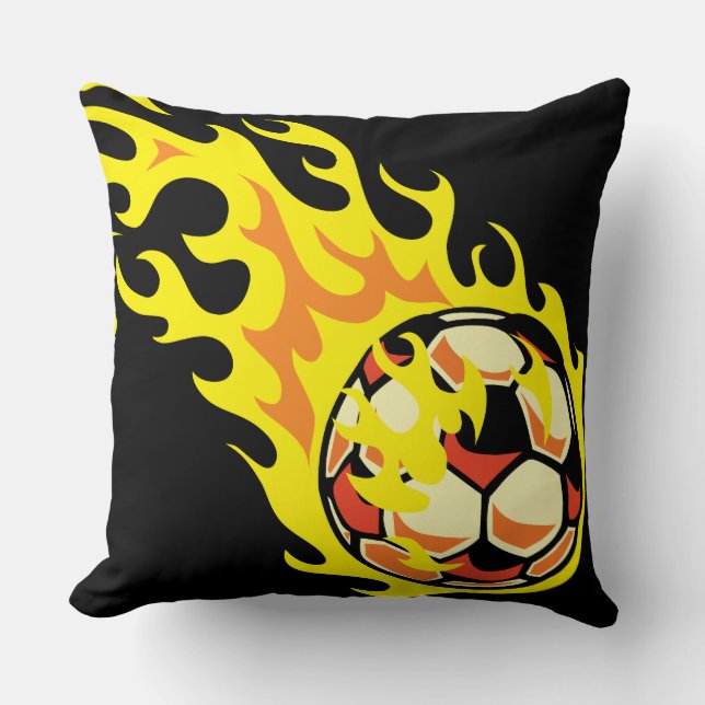 Flamin’ Soccer Ball Cushion (Front)