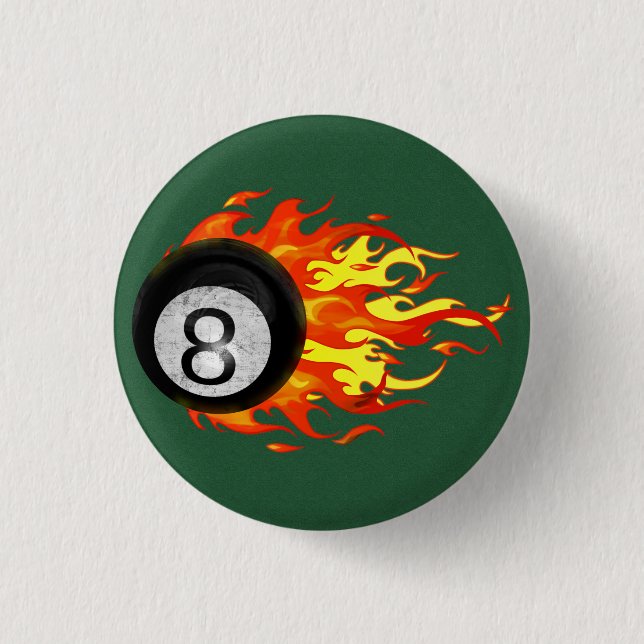 Flaming 8 Ball 3 Cm Round Badge (Front)