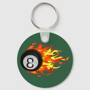 Flaming 8 Ball Key Ring