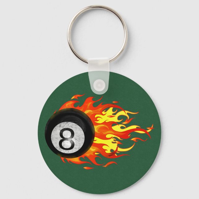 Flaming 8 Ball Key Ring (Front)