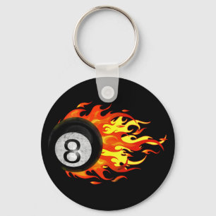 Flaming 8 Ball Key Ring
