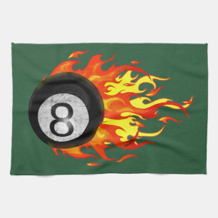 Flaming 8 Ball Tea Towel