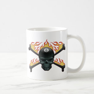 Flaming 8 Skull Coffee Mug