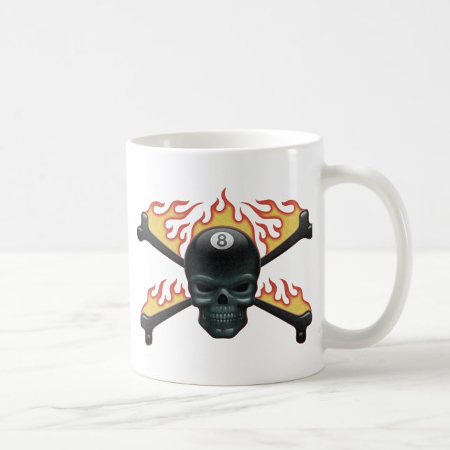 Flaming 8 Skull Coffee Mug (Right)