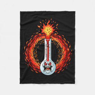 Flaming angry thermometer extreme heat rage fleece blanket
