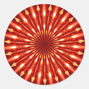 flaming arrows kaleidoscope classic round sticker
