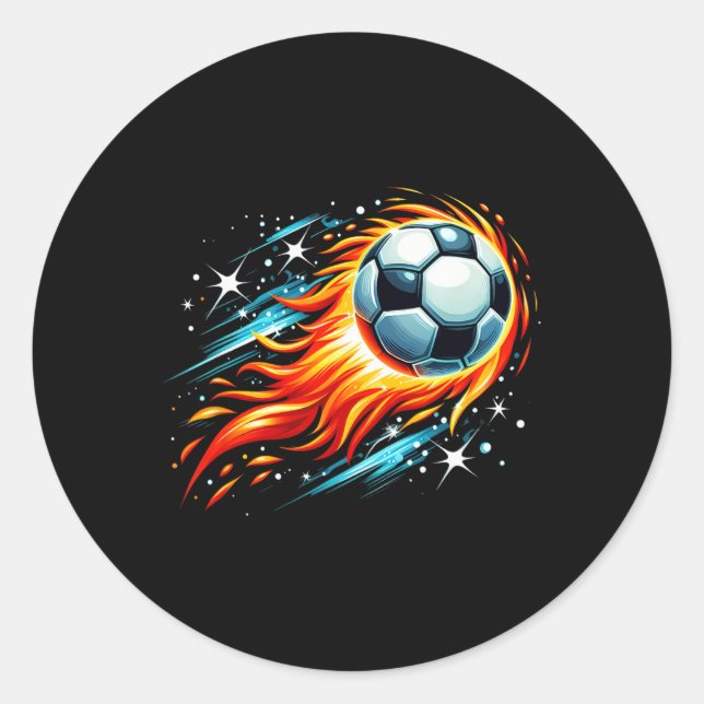 Flaming Asteroid Soccer Ll  Classic Round Sticker (Front)
