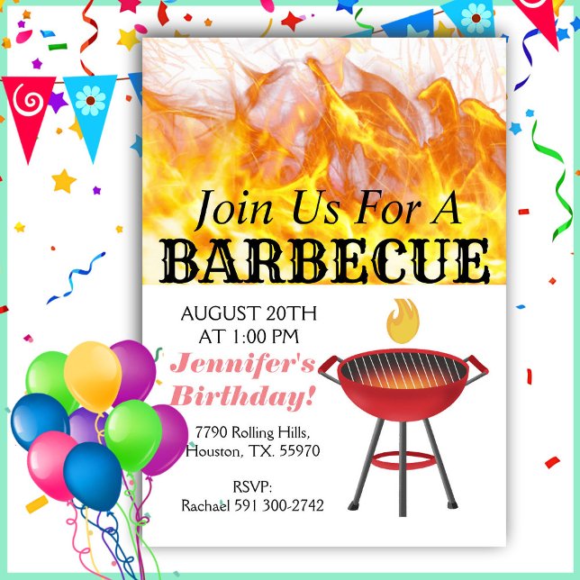 Flaming Barbecue Birthday   Invitation (Creator Uploaded)