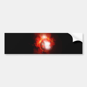 Flaming Baseball Bumper Sticker