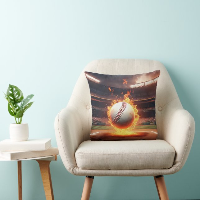 Flaming Baseball In Stadium Cushion (Chair)