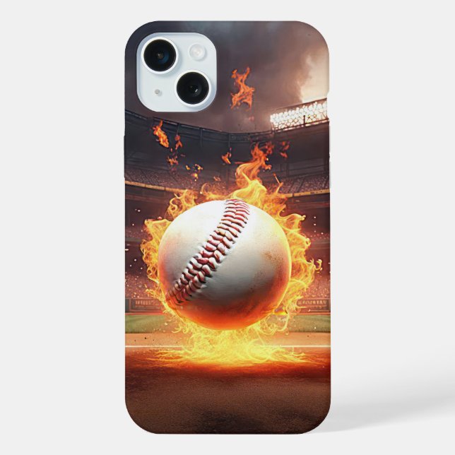 Flaming Baseball In Stadium iPhone Case (Back)