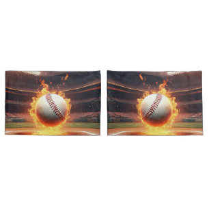 Flaming Baseball In Stadium Pillowcase