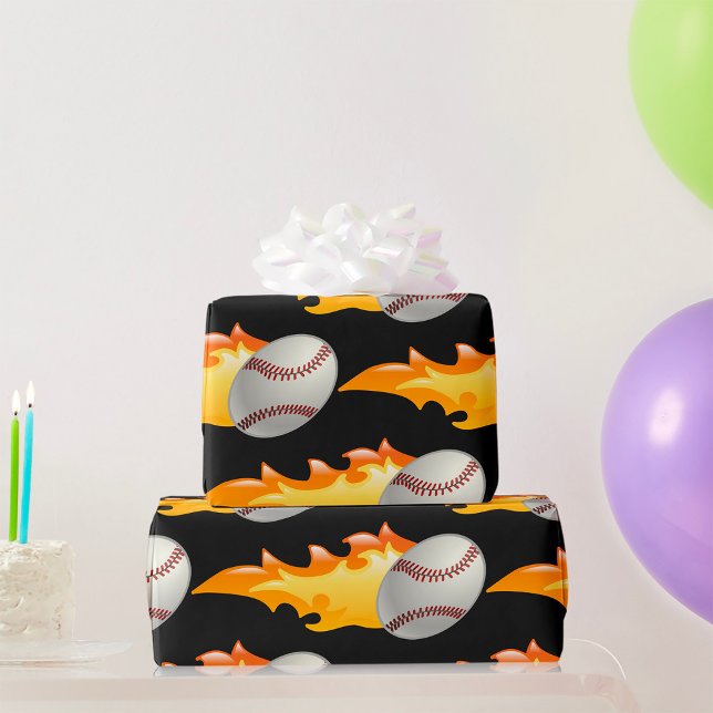 Flaming Baseball Wrapping Paper (Creator Uploaded)