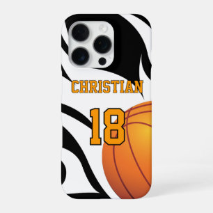 Flaming Basketball Black and White iPhone Case