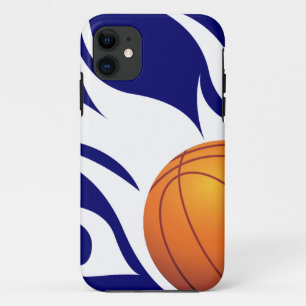 Flaming Basketball Blue and White iPhone 11 Case