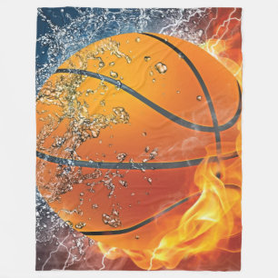 Flaming basketball fleece blanket