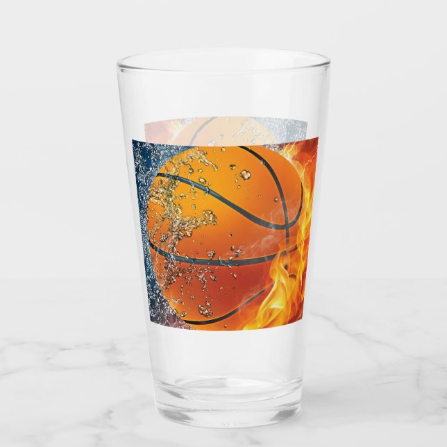 Flaming basketball glass (Front)