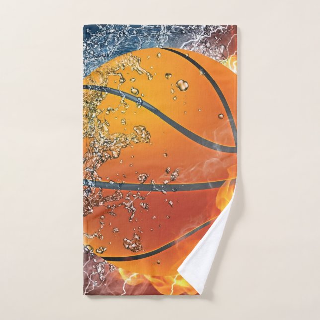 Flaming basketball hand towel (Hand Towel)