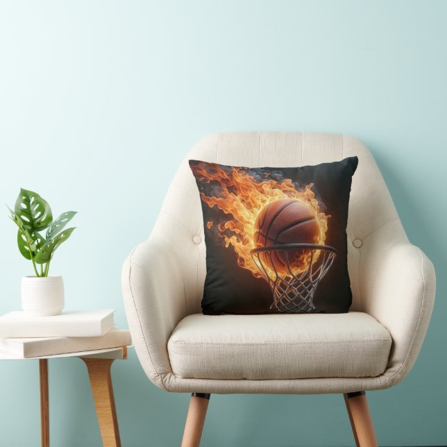 Flaming Basketball In the Hoop Cushion (Chair)