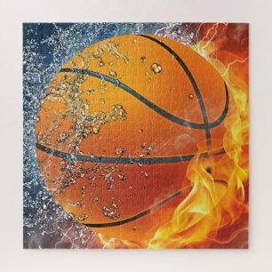 Flaming basketball jigsaw puzzle