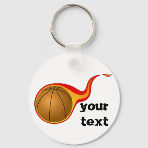 flaming basketball key ring