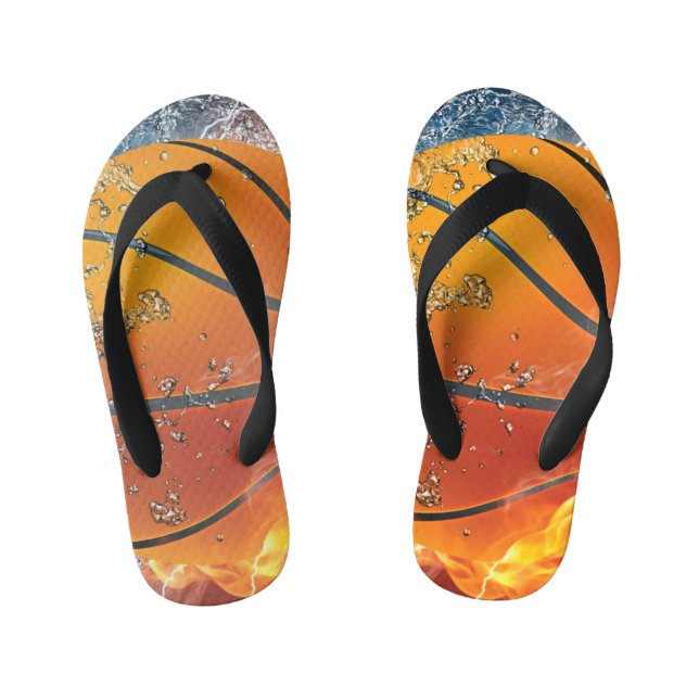 Flaming basketball kid's thongs (Footbed)