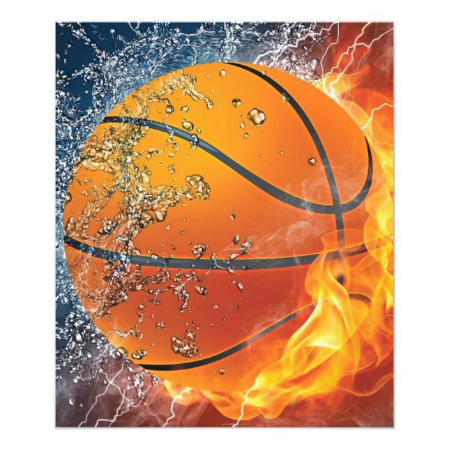 Flaming basketball photo print (Front)