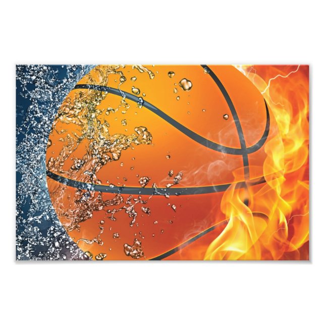 flaming basketball photo print (Front)