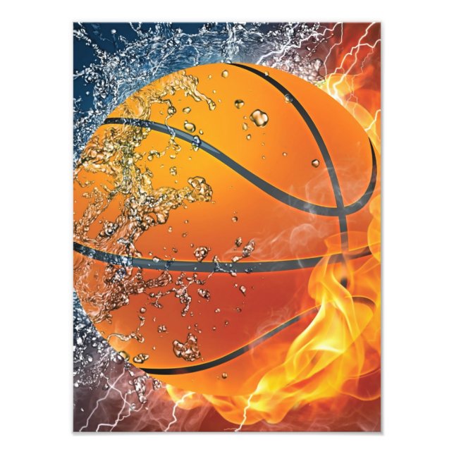 flaming basketball photo print (Front)