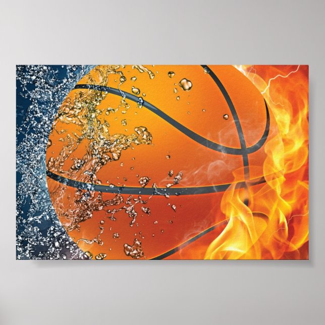 Flaming basketball poster (Front)