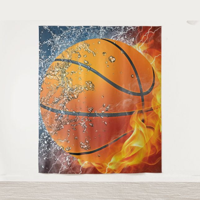 Flaming basketball tapestry (Front)