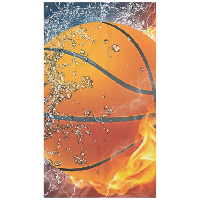 Flaming basketball throw pillow tablecloth (Front)