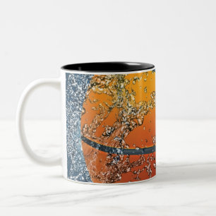 Flaming basketball Two-Tone coffee mug