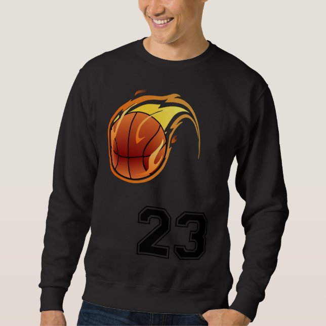 Flaming Basketball with Number 23 on the Front and Sweatshirt (Front)