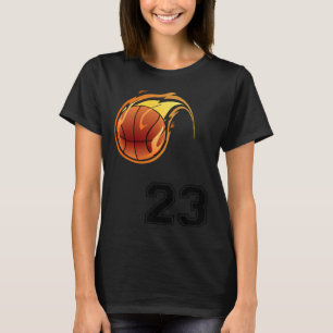 Flaming Basketball with Number 23 on the Front and T-Shirt