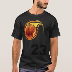 Flaming Basketball with Number 23 on the Front and T-Shirt