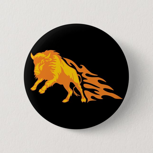 Flaming Bison #3 6 Cm Round Badge (Front)