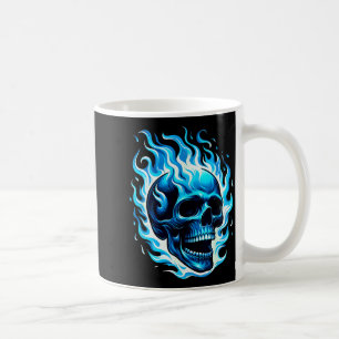 Flaming Blue Skull Cool Fun Graphic  Coffee Mug