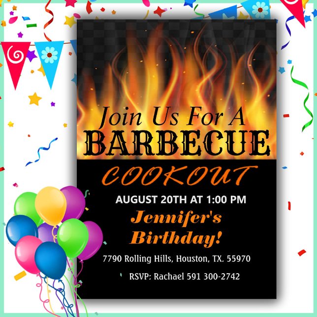 Flaming Bonfire Barbecue Birthday   Invitation (Creator Uploaded)