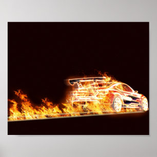 Flaming Car Poster