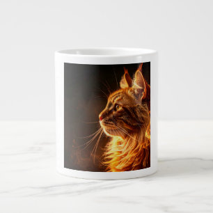 Flaming cat large coffee mug