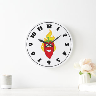 Flaming Chilli Pepper Clock