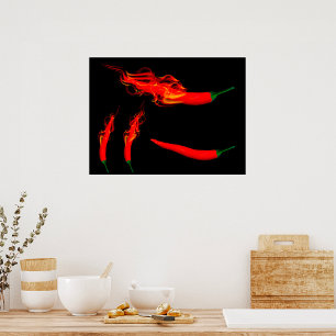 Flaming Chilli Peppers Poster