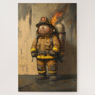 Flaming Concern: The Overwhelmed Firefighter Jigsaw Puzzle