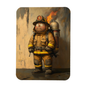 Flaming Concern: The Overwhelmed Firefighter Magnet