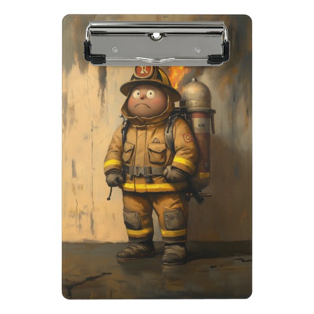 Flaming Concern: The Overwhelmed Firefighter Mini Clipboard (Front)